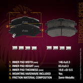 WHAT'S IN THE KIT: 1x Front Semi-Metallic Brake Pad Set D1273-D1327, 1x Rear Semi-Metallic Brake Pad Set D1274
